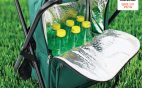 Silla plegable con nevera para camping y playa.